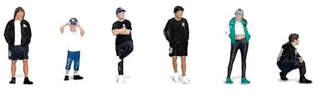 Alt view image 5 of 6 - "Liberty Walk LB Nation" 6 piece Diecast Figure Set Limited Edition for 1/64 Scale Models by American Diorama