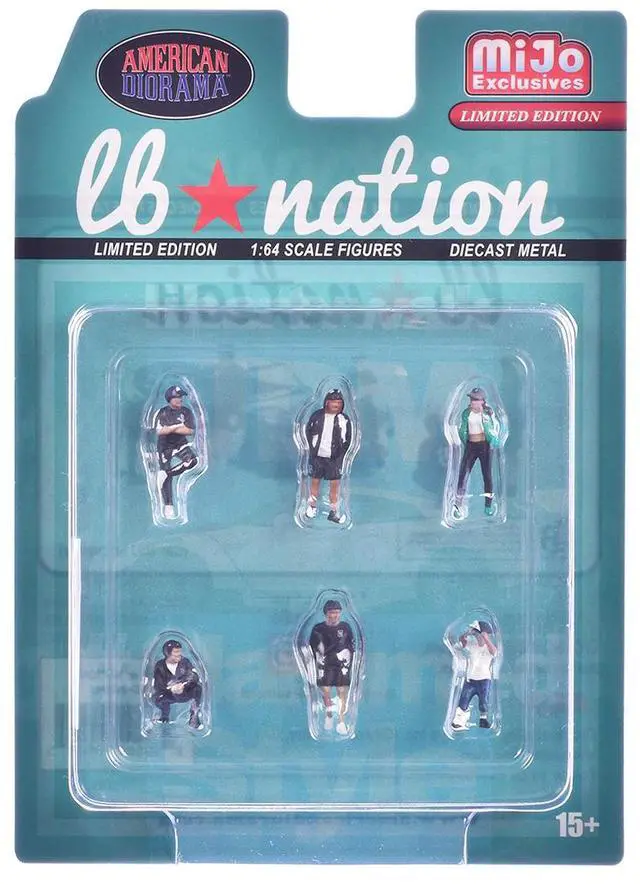 Alt view image 4 of 6 - "Liberty Walk LB Nation" 6 piece Diecast Figure Set Limited Edition for 1/64 Scale Models by American Diorama