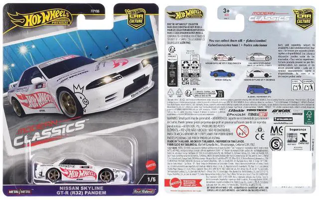 Alt view image 3 of 3 - Nissan Skyline GT-R (R32) "Pandem" White with "Hot Wheels" Logo "Modern Classics" Series Diecast Model Car by Hot Wheels