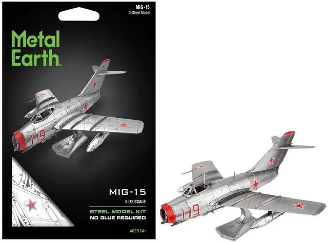 Main image of Model Kit Mikoyan-Gurevich MiG-15 Fighter Aircraft "Korean War" Soviet Air Force 1/72 Steel Model by Metal Earth