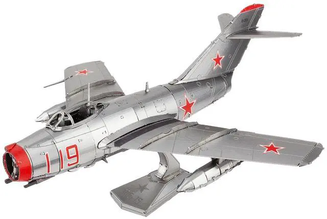 Alt view image 2 of 6 - Model Kit Mikoyan-Gurevich MiG-15 Fighter Aircraft "Korean War" Soviet Air Force 1/72 Steel Model by Metal Earth