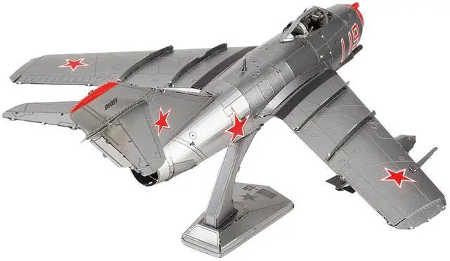 Alt view image 5 of 6 - Model Kit Mikoyan-Gurevich MiG-15 Fighter Aircraft "Korean War" Soviet Air Force 1/72 Steel Model by Metal Earth