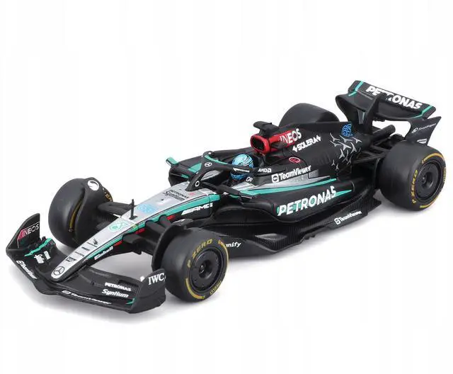 Alt view image 6 of 6 - Mercedes-AMG F1 W15 E Performance #63 "Petronas" F1 World Championship 2024 with/Figure & Case 1/43 Diecast Model Car by Bburago
