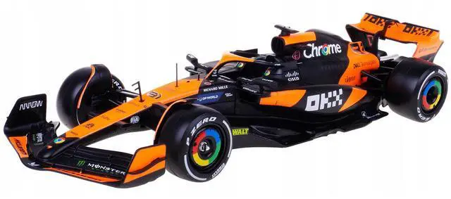 Alt view image 5 of 6 - McLaren MCL38 #81 Oscar Piastri "OKX" Formula One F1 "Miami GP" (2024) w/Figure 1/24 Diecast Model Car by Bburago