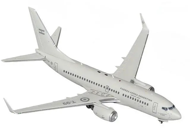 Alt view image 2 of 3 - Boeing 737-700 Transport Aircraft "Fuerza Aerea Argentina (Air Force)" (T-99) Gray 1/200 Diecast Model by GeminiJets
