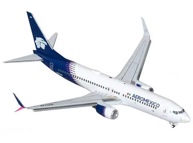 Alt view image 2 of 3 - Boeing 737-800 Commercial Aircraft with Flaps Down "AeroMexico" White with Dark Blue 1/200 Diecast Model by GeminiJets