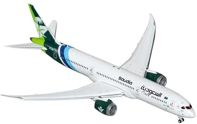 Alt view image 2 of 3 - Boeing 787-9 Commercial Aircraft with Flaps Down "Saudia Airline" (HZ-ARB) White with Graphics 1/400 Diecast Model by GeminiJets
