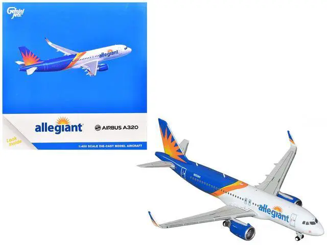 Main image of Airbus A320 Commercial Aircraft "Allegiant Air" (N252NV) Blue and White with Stripes 1/400 Diecast Model by GeminiJets
