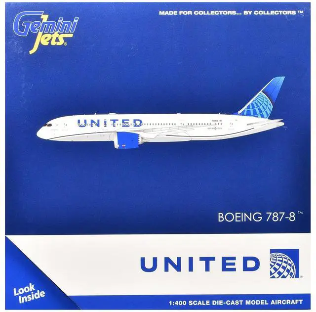 Alt view image 3 of 3 - Boeing 787-8 Commercial Aircraft "United Airlines" (N26902) White with Blue Tail 1/400 Diecast Model by GeminiJets