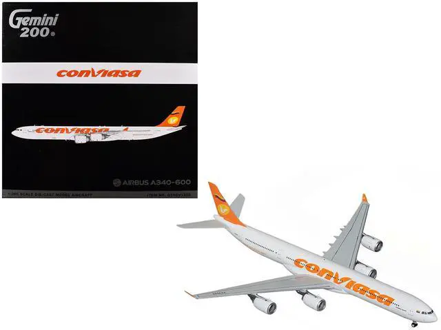 Main image of Airbus A340-600 Commercial Aircraft "Linea Aerea Conviasa" White with Orange Tail "Gemini 200" 1/200 Diecast Model by GeminiJets