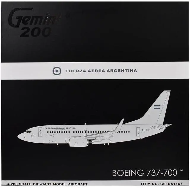 Alt view image 3 of 3 - Boeing 737-700 Transport Aircraft "Fuerza Aerea Argentina (Air Force)" (T-99) Gray 1/200 Diecast Model by GeminiJets