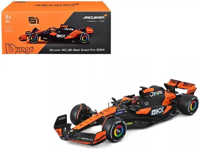 Main image of McLaren MCL38 #81 Oscar Piastri "OKX" Formula One F1 "Miami GP" (2024) w/Case 1/24 Diecast Model Car by Bburago