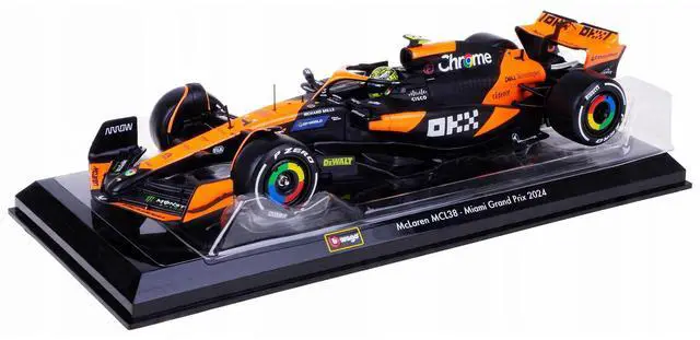 Alt view image 4 of 6 - McLaren MCL38 #4 Lando Norris "OKX" Winner Formula One F1 "Miami GP" (2024) w/Case 1/24 Diecast Model Car by Bburago