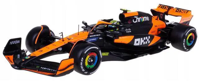 Alt view image 6 of 6 - McLaren MCL38 #4 Lando Norris "OKX" Winner Formula One F1 "Miami GP" (2024) w/Case 1/24 Diecast Model Car by Bburago