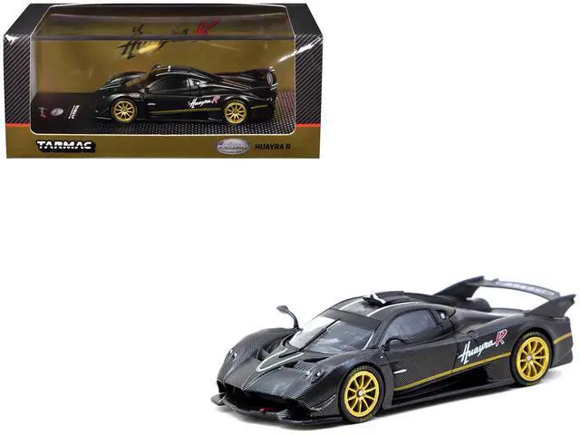 Main image of Pagani Huayra R Matt Black Carbon Fiber with Gold Wheels Limited Edition "Global64" 1/64 Diecast Model Car by Tarmac Works