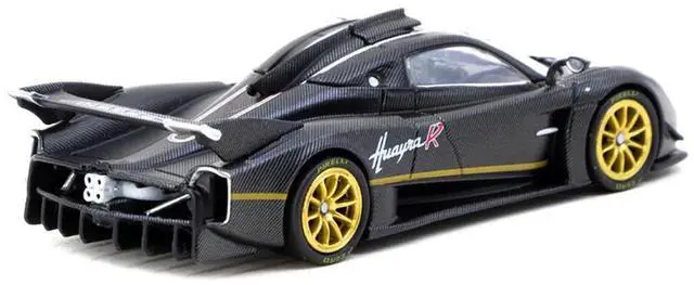 Alt view image 3 of 6 - Pagani Huayra R Matt Black Carbon Fiber with Gold Wheels Limited Edition "Global64" 1/64 Diecast Model Car by Tarmac Works