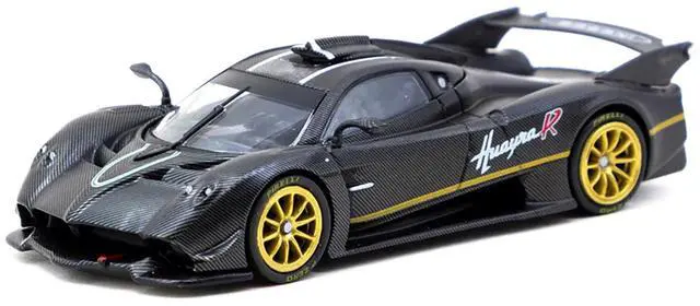 Alt view image 4 of 6 - Pagani Huayra R Matt Black Carbon Fiber with Gold Wheels Limited Edition "Global64" 1/64 Diecast Model Car by Tarmac Works