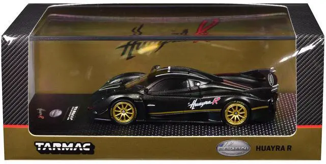 Alt view image 5 of 6 - Pagani Huayra R Matt Black Carbon Fiber with Gold Wheels Limited Edition "Global64" 1/64 Diecast Model Car by Tarmac Works