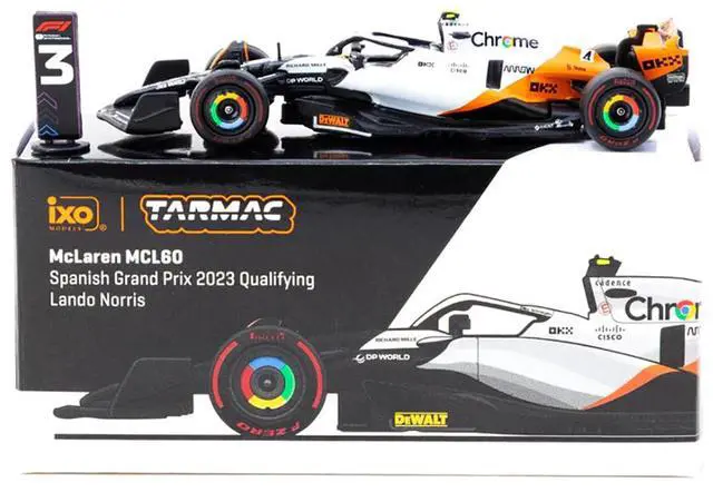 Alt view image 4 of 6 - McLaren MCL60 #4 Lando Norris 3rd Place F1 "Spanish GP Qualifying" (2023) "Global64" 1/64 Diecast Model Car by Tarmac Works