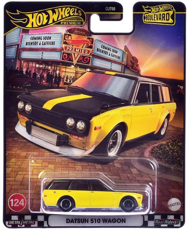 Main image of Datsun 510 Wagon Yellow and Black "Boulevard" Series Diecast Model Car by Hot Wheels