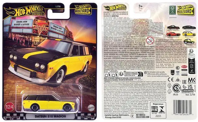 Alt view image 3 of 3 - Datsun 510 Wagon Yellow and Black "Boulevard" Series Diecast Model Car by Hot Wheels