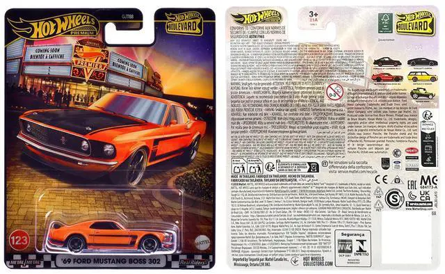 Alt view image 3 of 3 - 1969 Ford Mustang Boss 302 Orange with Black Stripes and Hood "Boulevard" Series Diecast Model Car by Hot Wheels