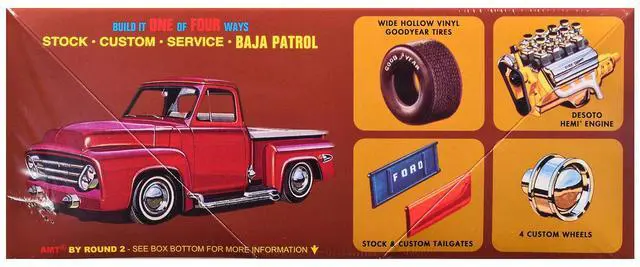Alt view image 3 of 4 - Skill 2 Model Kit 1953 Ford Pickup Truck "Baja Patrol" 1/25 Scale Model by AMT