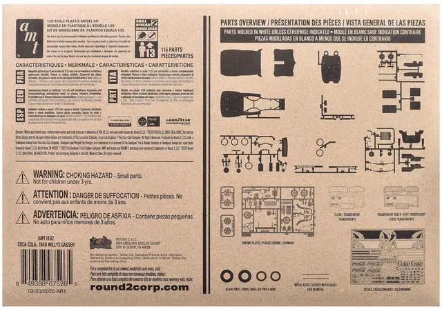 Alt view image 4 of 4 - Skill 2 Model Kit 1940 Willys Coupe "Coca-Cola Race Team" 1/25 Scale Model by AMT