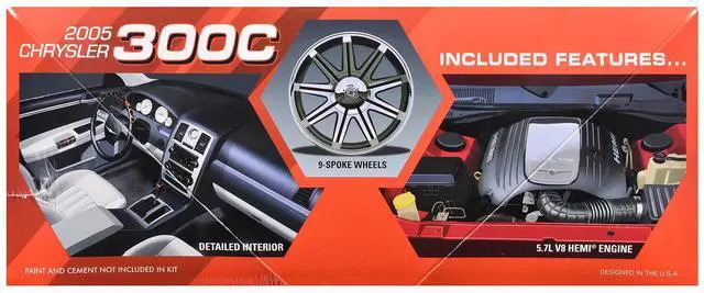 Alt view image 2 of 4 - Skill 2 Model Kit 2005 Chrysler 300C 1/25 Scale Model by AMT