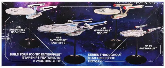 Alt view image 2 of 4 - Skill 2 Model Kit U.S.S. Enterprise Four Ship Set "Star Trek" 1/2500 Scale Model by AMT