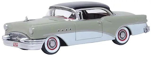 Alt view image 5 of 6 - 1955 Buick Century Windsor Gray and Dover White with Carlsbad Black Top 1/87 (HO) Scale Diecast Model Car by Oxford Diecast