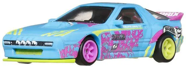Alt view image 5 of 6 - Mazda RX7 FC PANDEM Blue with Graphics "Silhouettes" Series Diecast Model Cars by Hot Wheels