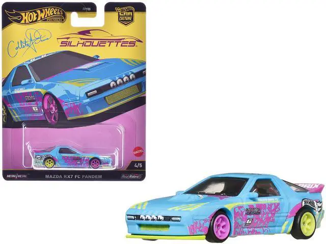 Main image of Mazda RX7 FC PANDEM Blue with Graphics "Silhouettes" Series Diecast Model Cars by Hot Wheels