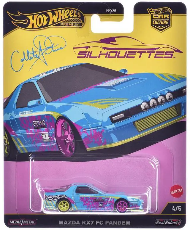 Alt view image 6 of 6 - Mazda RX7 FC PANDEM Blue with Graphics "Silhouettes" Series Diecast Model Cars by Hot Wheels