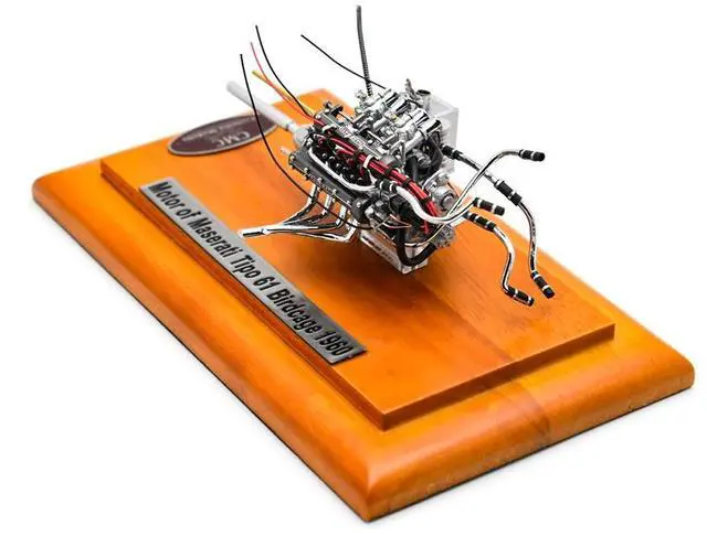 Alt view image 4 of 5 - Engine with Display Showcase from 1960 Maserati Tipo 61 Birdcage 1/18 Diecast Model by CMC