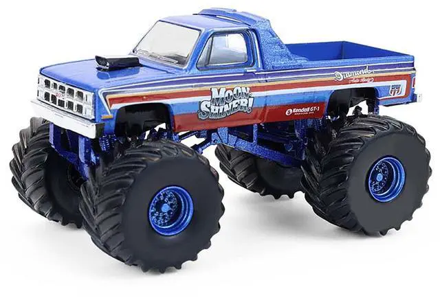 Alt view image 6 of 6 - 1982 GMC Sierra 2500 Monster Truck "Moonshiner!" Blue Metallic with Stripes 1/64 Diecast Model Cars by Greenlight