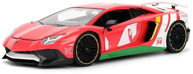 Alt view image 2 of 6 - Lamborghini Aventador SV Red with Graphics & Figure "Sonic The Hedgehog" Franchise "Hollywood Rides" 1/24 Diecast Model by Jada