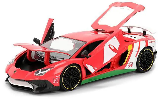 Alt view image 3 of 6 - Lamborghini Aventador SV Red with Graphics & Figure "Sonic The Hedgehog" Franchise "Hollywood Rides" 1/24 Diecast Model by Jada
