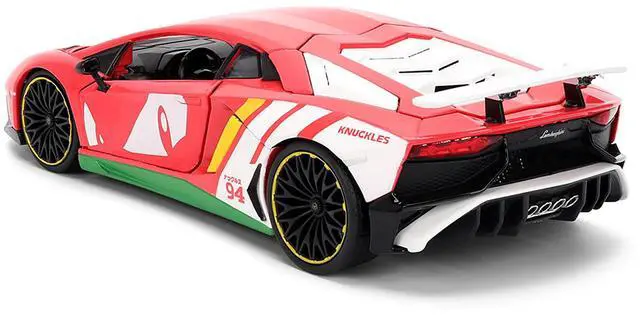Alt view image 6 of 6 - Lamborghini Aventador SV Red with Graphics & Figure "Sonic The Hedgehog" Franchise "Hollywood Rides" 1/24 Diecast Model by Jada
