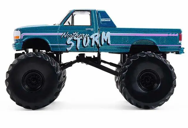 Alt view image 2 of 6 - 1993 Ford F-250 Monster Truck "Northern Storm" Teal Metallic "Kings of Crunch" 1/64 Diecast Model Cars by Greenlight