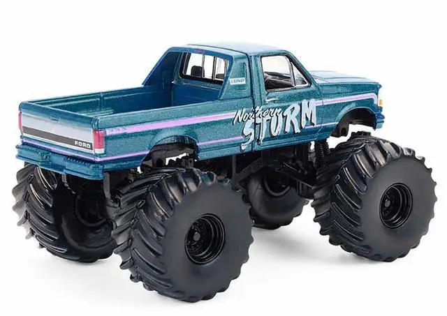 Alt view image 3 of 6 - 1993 Ford F-250 Monster Truck "Northern Storm" Teal Metallic "Kings of Crunch" 1/64 Diecast Model Cars by Greenlight