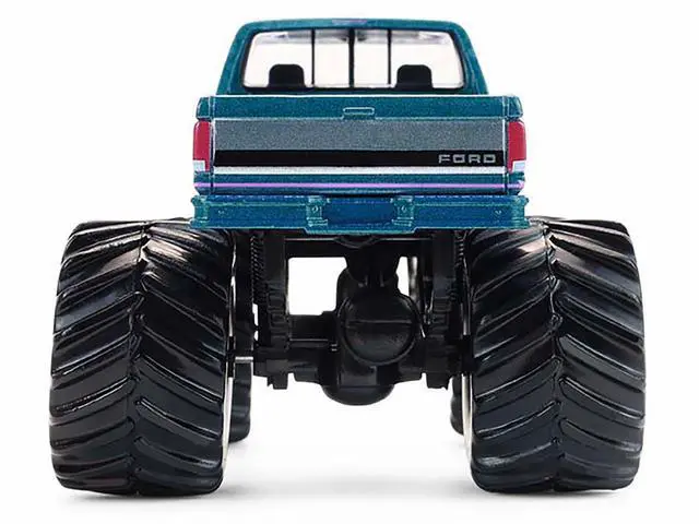 Alt view image 5 of 6 - 1993 Ford F-250 Monster Truck "Northern Storm" Teal Metallic "Kings of Crunch" 1/64 Diecast Model Cars by Greenlight