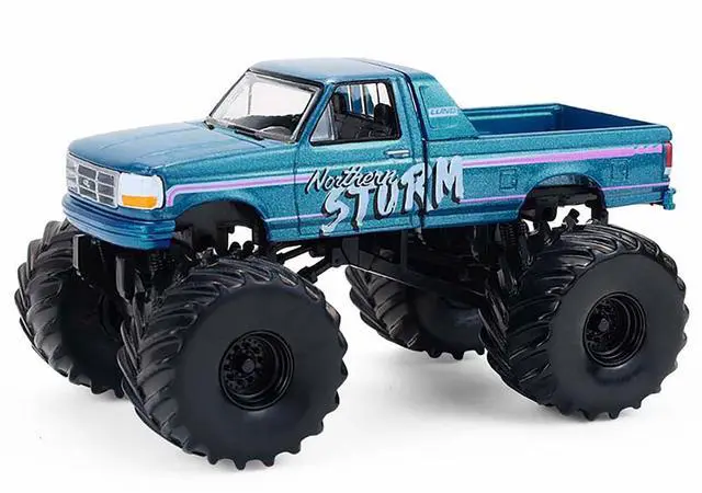 Alt view image 6 of 6 - 1993 Ford F-250 Monster Truck "Northern Storm" Teal Metallic "Kings of Crunch" 1/64 Diecast Model Cars by Greenlight