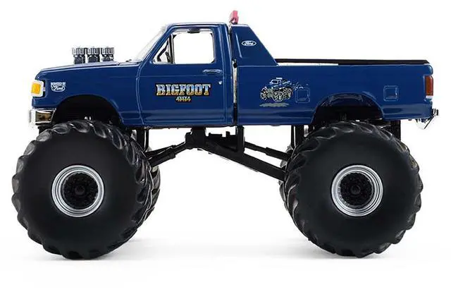 Alt view image 3 of 6 - 1990 Ford F-350 Monster Truck "Bigfoot #4" Blue "Kings of Crunch" 1/64 Diecast Model Cars by Greenlight