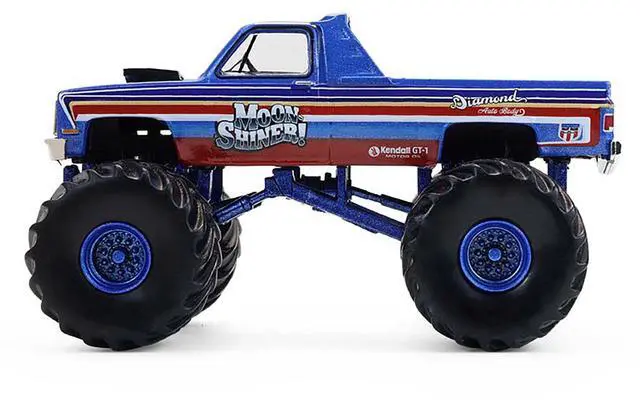Alt view image 2 of 6 - 1982 GMC Sierra 2500 Monster Truck "Moonshiner!" Blue Metallic with Stripes 1/64 Diecast Model Cars by Greenlight