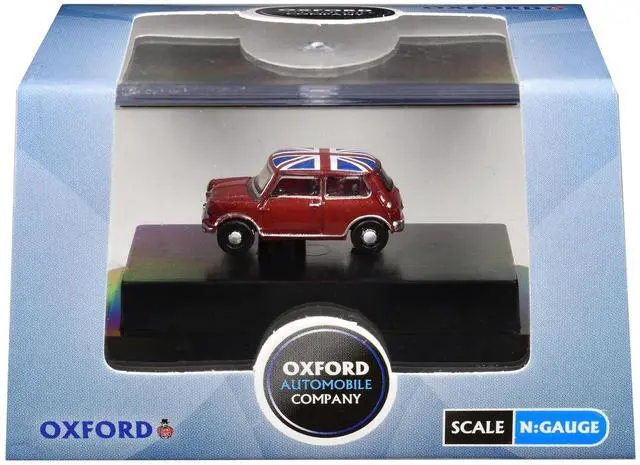 Alt view image 3 of 3 - Austin Mini RHD (Right Hand Drive) Tartan Red with Union Jack Top 1/148 (N) Scale Diecast Model car by Oxford Diecast