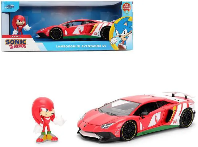 Main image of Lamborghini Aventador SV Red with Graphics & Figure "Sonic The Hedgehog" Franchise "Hollywood Rides" 1/24 Diecast Model by Jada