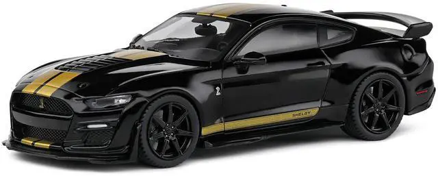 Alt view image 6 of 6 - 2020 Shelby Mustang GT500 Black with Gold Stripes 1/43 Diecast Model Car by Solido
