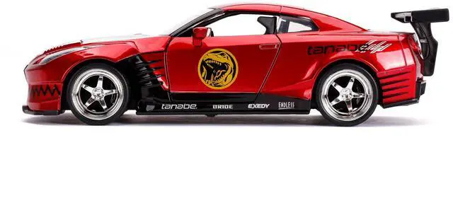 Alt view image 3 of 5 - 2009 Nissan GT-R (R35) Candy Red and Red Ranger Diecast Figurine "Power Rangers" 1/24 Diecast Model Car by Jada