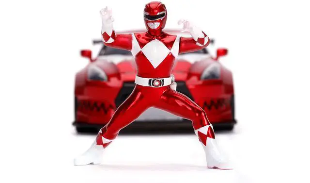 Alt view image 5 of 5 - 2009 Nissan GT-R (R35) Candy Red and Red Ranger Diecast Figurine "Power Rangers" 1/24 Diecast Model Car by Jada